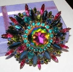 Blue Navettes Multi-Color/Shaded Brooch