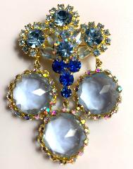 Blue Framed Disks Pin Pendant