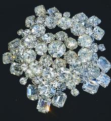 Clear Emerald Cut Brooch