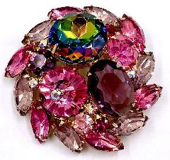 Pink Oval Rivoli/Margarita Brooch