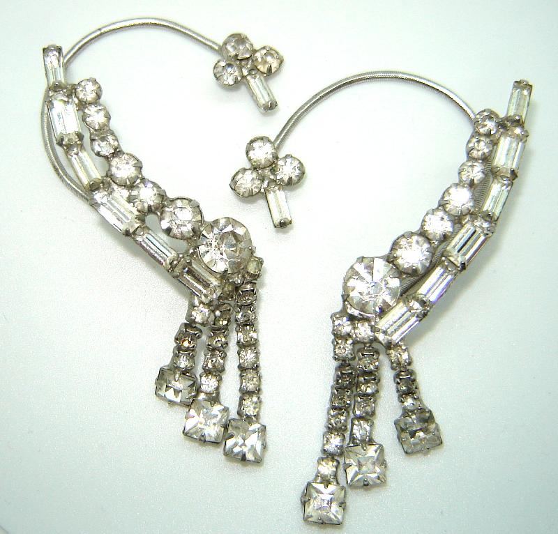 Front view of Clear Baguettes Earrings Wire
