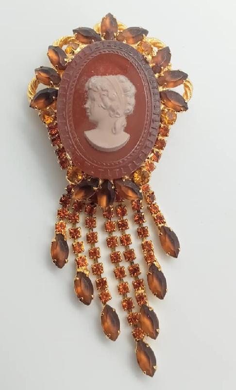 Front view of Topaz Navettes Frosted Brooch