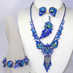 Blue Navettes Rivoli/Margarita Necklace