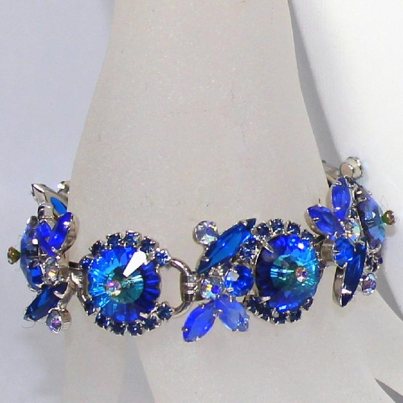 Front view of Blue Navettes Rivoli/Margarita Bracelet 5 Link