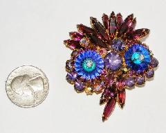 Purple (cardinal) Navettes Rivoli/Margarita Brooch