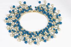 Blue Cabochons Spotted Necklace
