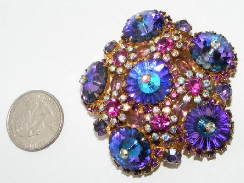 Front view of Purple (cardinal) Chatons Only Rivoli/Margarita Brooch