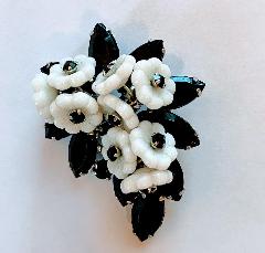 Black (jet) Navettes Molded/Cut Brooch