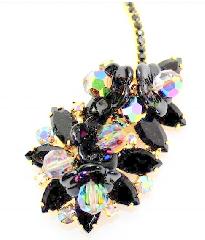 Black (jet) Navettes Molded/Cut Brooch