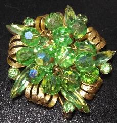 Green Navettes Brooch