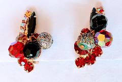 Red Navettes Earrings Clip