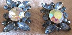 Blue Navettes Earrings Clip