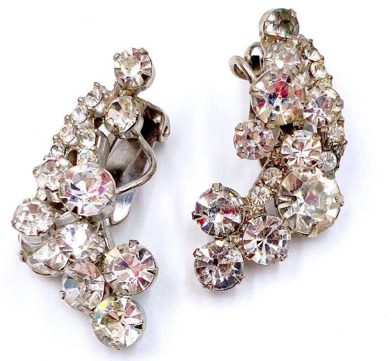 Front view of Clear Chatons Only Earrings Clip