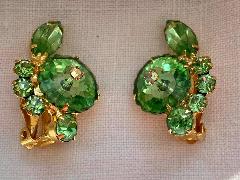 Green Navettes Rivoli/Margarita Earrings Clip