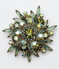 Green Navettes Brooch