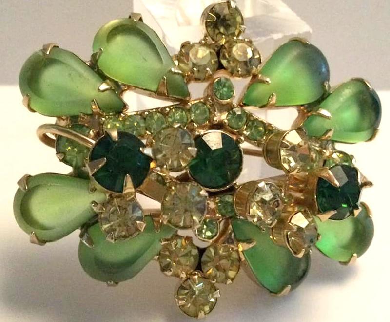 Front view of Green Pear Frosted Brooch