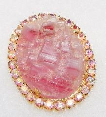 Pink Cabochons Molded/Cut Brooch