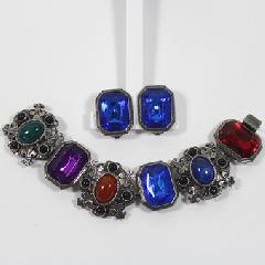 Multiple Colors Emerald Cut Bracelet Flat Push In