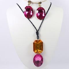 Multiple Colors Emerald Cut Plastic Necklace