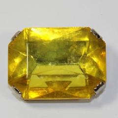 Yellow Emerald Cut Plastic Brooch