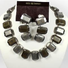 Gray (black Diamond) Emerald Cut Plastic Necklace