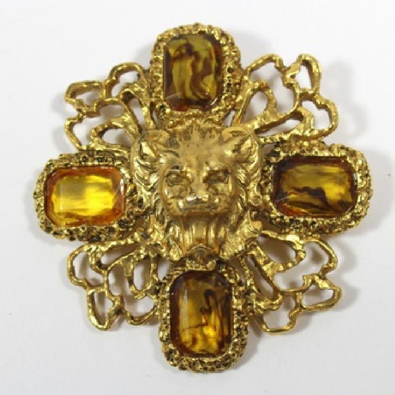 Front view of Topaz Emerald Cut Brooch