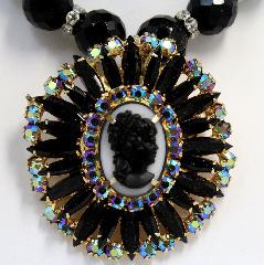 Black (jet) Navettes Pin Pendant