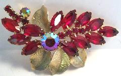 Red Navettes Brooch