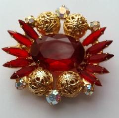 Red Oval Brooch