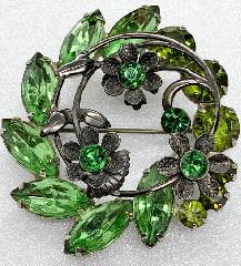 Green Navettes Brooch