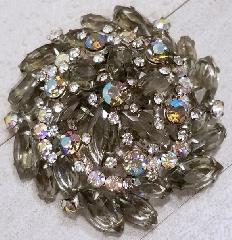 Gray (black Diamond) Navettes Brooch