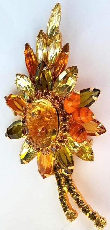 Front view of Topaz Navettes Molded/Cut Brooch