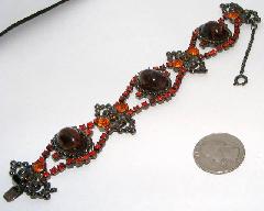 Orange Cabochons Striped Bracelet Flat Push In