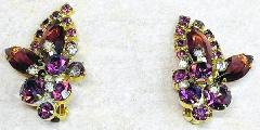 Purple (cardinal) Navettes Earrings Clip