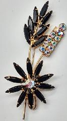 Black (jet) Navettes Brooch