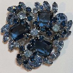Blue Emerald Cut Brooch
