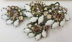 White (chalk Or Milk) Navettes Brooch