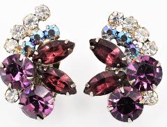 Purple (cardinal) Navettes Earrings Clip
