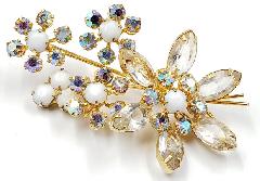 White (chalk Or Milk) Navettes Brooch