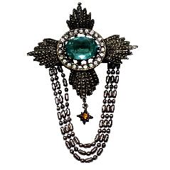 Blue Oval Brooch