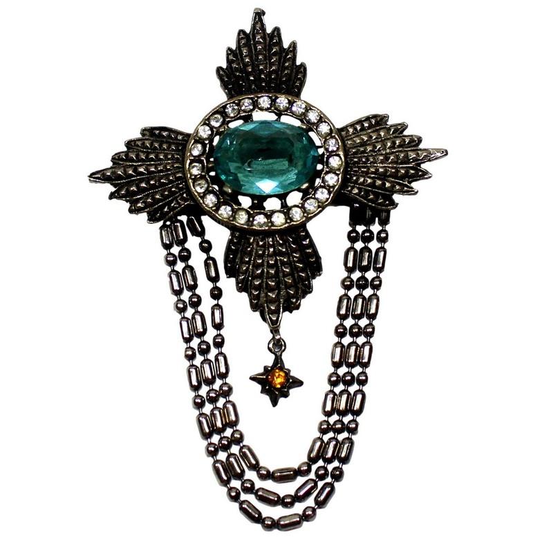 Front view of Blue Oval Brooch