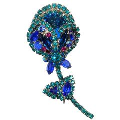 Blue Navettes Rivoli/Margarita Brooch