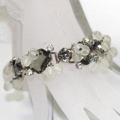 Gray (black Diamond) Emerald Cut Bracelet 5 Link