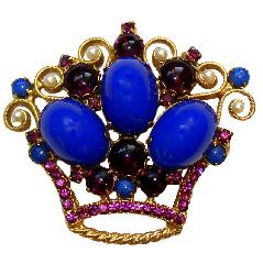 Blue Cabochons Plastic Brooch