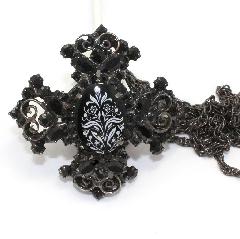 Black (jet) Cabochons Painted (hand/Transfer) Pin Pendant