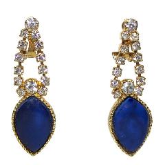 Blue Chatons Only Plastic Earrings Clip