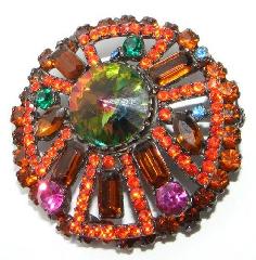 Orange Baguettes Rivoli/Margarita Brooch