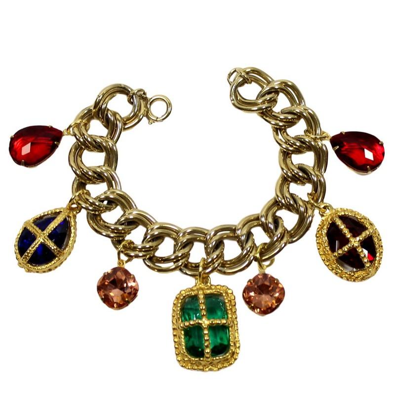 Front view of Multiple Colors Pear Bracelet Charm