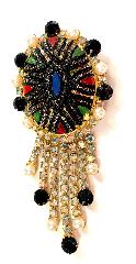Black (jet) Cabochons Molded/Cut Pin Pendant