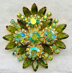 Green Navettes Brooch